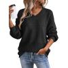 image:imageSHEWIN Womens Sweaters Casual Long Sleeve V Neck Crewneck Lightweight Crochet Pullover Sweater TopsA Black