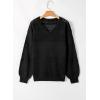 image:imageSHEWIN Womens Sweaters Casual Long Sleeve V Neck Crewneck Lightweight Crochet Pullover Sweater TopsA Black