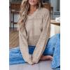 image:imageSHEWIN Womens Sweaters Casual Long Sleeve V Neck Crewneck Lightweight Crochet Pullover Sweater TopsA Brown