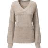 image:imageSHEWIN Womens Sweaters Casual Long Sleeve V Neck Crewneck Lightweight Crochet Pullover Sweater TopsA Brown