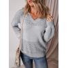 image:imageSHEWIN Womens Sweaters Casual Long Sleeve V Neck Crewneck Lightweight Crochet Pullover Sweater TopsA Gray