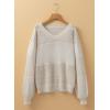 image:imageSHEWIN Womens Sweaters Casual Long Sleeve V Neck Crewneck Lightweight Crochet Pullover Sweater TopsA White