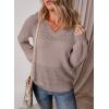 image:imageSHEWIN Womens Sweaters Casual Long Sleeve V Neck Crewneck Lightweight Crochet Pullover Sweater TopsB Apricot Pink