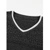 image:imageSHEWIN Womens Sweaters Casual Long Sleeve V Neck Crewneck Lightweight Crochet Pullover Sweater TopsB Black White