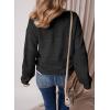 image:imageSHEWIN Womens Sweaters Casual Long Sleeve V Neck Crewneck Lightweight Crochet Pullover Sweater TopsB Black White