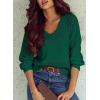 image:imageSHEWIN Womens Sweaters Casual Long Sleeve V Neck Crewneck Lightweight Crochet Pullover Sweater TopsB Blackish Green