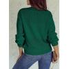 image:imageSHEWIN Womens Sweaters Casual Long Sleeve V Neck Crewneck Lightweight Crochet Pullover Sweater TopsB Blackish Green