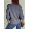 image:imageSHEWIN Womens Sweaters Casual Long Sleeve V Neck Crewneck Lightweight Crochet Pullover Sweater TopsB Blue