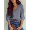 image:imageSHEWIN Womens Sweaters Casual Long Sleeve V Neck Crewneck Lightweight Crochet Pullover Sweater TopsB Blue
