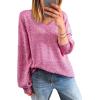 image:imageSHEWIN Womens Sweaters Casual Long Sleeve V Neck Crewneck Lightweight Crochet Pullover Sweater TopsB Bonbon