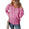 image:imageSHEWIN Womens Sweaters Casual Long Sleeve V Neck Crewneck Lightweight Crochet Pullover Sweater TopsB Bonbon
