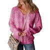 image:imageSHEWIN Womens Sweaters Casual Long Sleeve V Neck Crewneck Lightweight Crochet Pullover Sweater TopsB Bonbon