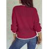 image:imageSHEWIN Womens Sweaters Casual Long Sleeve V Neck Crewneck Lightweight Crochet Pullover Sweater TopsB Burgundy