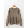 image:imageSHEWIN Womens Sweaters Casual Long Sleeve V Neck Crewneck Lightweight Crochet Pullover Sweater TopsB Camel