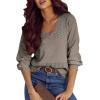 image:imageSHEWIN Womens Sweaters Casual Long Sleeve V Neck Crewneck Lightweight Crochet Pullover Sweater TopsB Chestnut