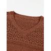 image:imageSHEWIN Womens Sweaters Casual Long Sleeve V Neck Crewneck Lightweight Crochet Pullover Sweater TopsB Coffee
