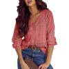 image:imageSHEWIN Womens Sweaters Casual Long Sleeve V Neck Crewneck Lightweight Crochet Pullover Sweater TopsB Coral