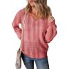 image:imageSHEWIN Womens Sweaters Casual Long Sleeve V Neck Crewneck Lightweight Crochet Pullover Sweater TopsB Coral