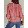 image:imageSHEWIN Womens Sweaters Casual Long Sleeve V Neck Crewneck Lightweight Crochet Pullover Sweater TopsB Coral
