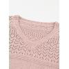 image:imageSHEWIN Womens Sweaters Casual Long Sleeve V Neck Crewneck Lightweight Crochet Pullover Sweater TopsB Dusty Pink