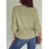 image:imageSHEWIN Womens Sweaters Casual Long Sleeve V Neck Crewneck Lightweight Crochet Pullover Sweater TopsB Meadow Mist Green