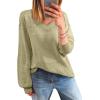 image:imageSHEWIN Womens Sweaters Casual Long Sleeve V Neck Crewneck Lightweight Crochet Pullover Sweater TopsB Meadow Mist Green
