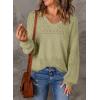 image:imageSHEWIN Womens Sweaters Casual Long Sleeve V Neck Crewneck Lightweight Crochet Pullover Sweater TopsB Meadow Mist Green