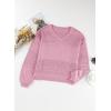 image:imageSHEWIN Womens Sweaters Casual Long Sleeve V Neck Crewneck Lightweight Crochet Pullover Sweater TopsB Pink