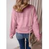 image:imageSHEWIN Womens Sweaters Casual Long Sleeve V Neck Crewneck Lightweight Crochet Pullover Sweater TopsB Pink