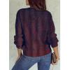 image:imageSHEWIN Womens Sweaters Casual Long Sleeve V Neck Crewneck Lightweight Crochet Pullover Sweater TopsB Red Dahlia
