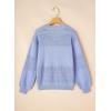 image:imageSHEWIN Womens Sweaters Casual Long Sleeve V Neck Crewneck Lightweight Crochet Pullover Sweater TopsB Sky Blue