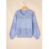 image:imageSHEWIN Womens Sweaters Casual Long Sleeve V Neck Crewneck Lightweight Crochet Pullover Sweater TopsB Sky Blue