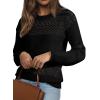 image:imageSHEWIN Womens Sweaters Casual Long Sleeve V Neck Crewneck Lightweight Crochet Pullover Sweater TopsC Crewneck Black