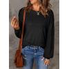 image:imageSHEWIN Womens Sweaters Casual Long Sleeve V Neck Crewneck Lightweight Crochet Pullover Sweater TopsC Crewneck Black