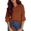 image:imageSHEWIN Womens Sweaters Casual Long Sleeve V Neck Crewneck Lightweight Crochet Pullover Sweater TopsC Crewneck Chestnut