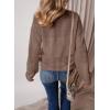 image:imageSHEWIN Womens Sweaters Casual Long Sleeve V Neck Crewneck Lightweight Crochet Pullover Sweater TopsC Crewneck Dark Khaki