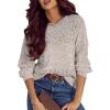 image:imageSHEWIN Womens Sweaters Casual Long Sleeve V Neck Crewneck Lightweight Crochet Pullover Sweater TopsC Crewneck Goat