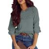 image:imageSHEWIN Womens Sweaters Casual Long Sleeve V Neck Crewneck Lightweight Crochet Pullover Sweater TopsC Crewneck Green Bay