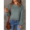 image:imageSHEWIN Womens Sweaters Casual Long Sleeve V Neck Crewneck Lightweight Crochet Pullover Sweater TopsC Crewneck Green Bay