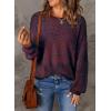 image:imageSHEWIN Womens Sweaters Casual Long Sleeve V Neck Crewneck Lightweight Crochet Pullover Sweater TopsC Crewneck Navy Blue