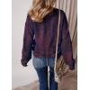 image:imageSHEWIN Womens Sweaters Casual Long Sleeve V Neck Crewneck Lightweight Crochet Pullover Sweater TopsC Crewneck Navy Blue