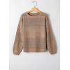 image:imageSHEWIN Womens Sweaters Casual Long Sleeve V Neck Crewneck Lightweight Crochet Pullover Sweater TopsC Crewneck Parchment