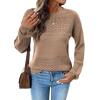 image:imageSHEWIN Womens Sweaters Casual Long Sleeve V Neck Crewneck Lightweight Crochet Pullover Sweater TopsC Crewneck Parchment