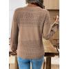 image:imageSHEWIN Womens Sweaters Casual Long Sleeve V Neck Crewneck Lightweight Crochet Pullover Sweater TopsC Crewneck Parchment