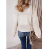 image:imageSHEWIN Womens Sweaters Casual Long Sleeve V Neck Crewneck Lightweight Crochet Pullover Sweater TopsC Crewneck White