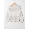 image:imageSHEWIN Womens Sweaters Casual Long Sleeve V Neck Crewneck Lightweight Crochet Pullover Sweater TopsC Crewneck White