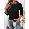 image:imageSHEWIN Womens Sweaters Crew Neck Long Sleeve Tops Knit Color Block Fall Outfits for Women 2026Black