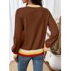 image:imageSHEWIN Womens Sweaters Crew Neck Long Sleeve Tops Knit Color Block Fall Outfits for Women 2026Coffee