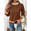 image:imageSHEWIN Womens Sweaters Crew Neck Long Sleeve Tops Knit Color Block Fall Outfits for Women 2026Coffee