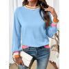 image:imageSHEWIN Womens Sweaters Crew Neck Long Sleeve Tops Knit Color Block Fall Outfits for Women 2026Dusk Blue